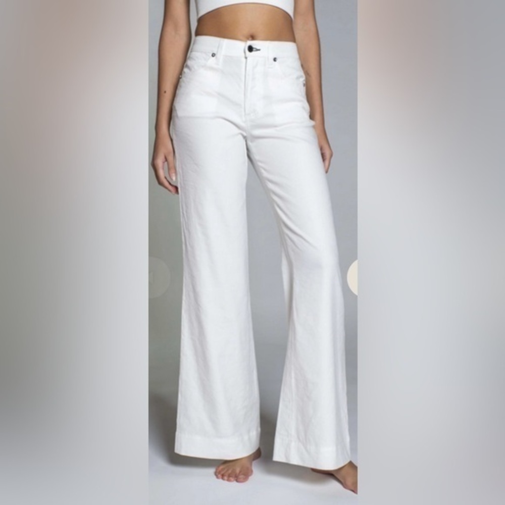 ASKK NY Women's Ivory Juniper Linen Blend Wide Leg Pants NWT 31 #1779